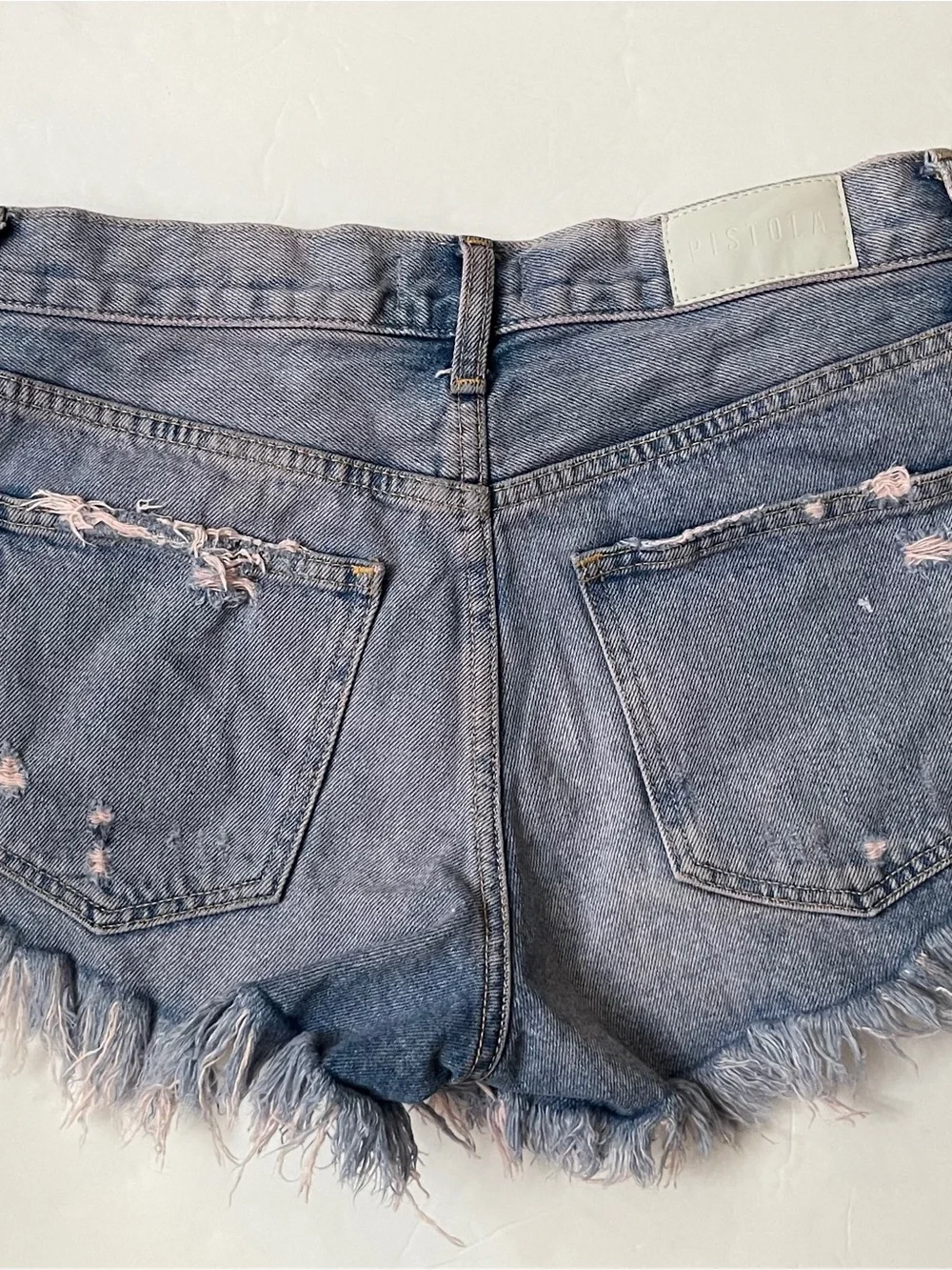 pistola Distressed Blue‎ Denim Jean Shorts